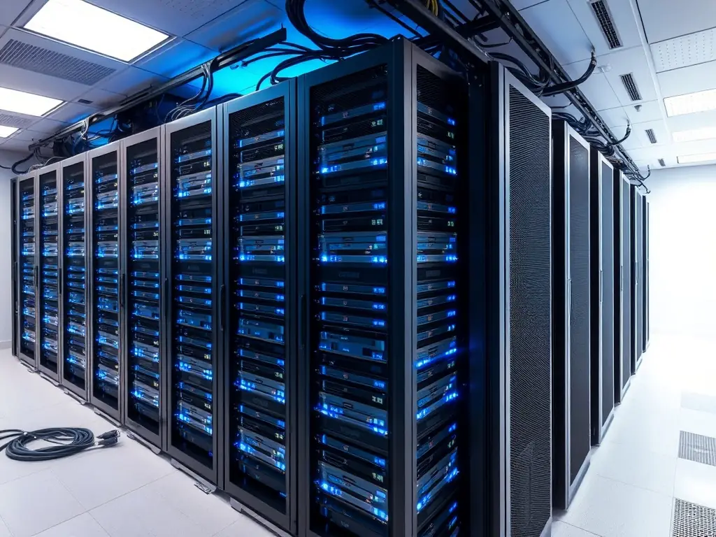 An image depicting a secure server environment, emphasizing the importance of data protection and secure web development practices.